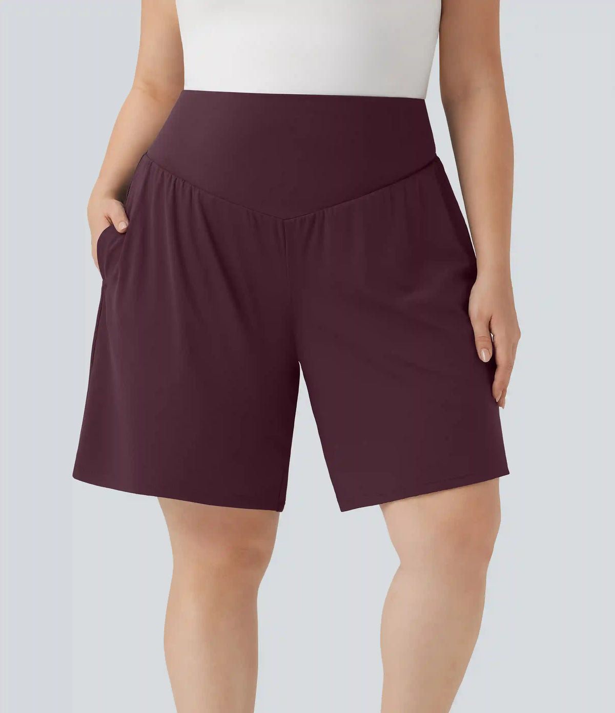 Plus Size SoftlyZero™ Airy High Waisted InstantCool Yoga Bermuda Shorts with Pockets