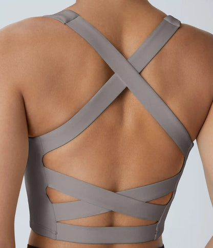 SoftlyZero™ Airy Square Neck Backless Crisscross Cropped InstantCool Yoga Tank Top