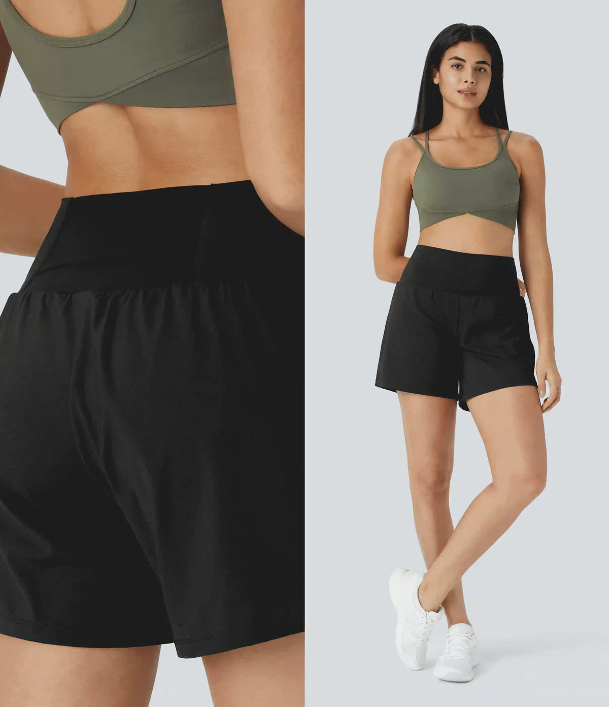SoftlyZero™ Airy Super High Waisted 2-in-1 InstantCool Yoga Shorts 5'' with Pockets-Longer Length