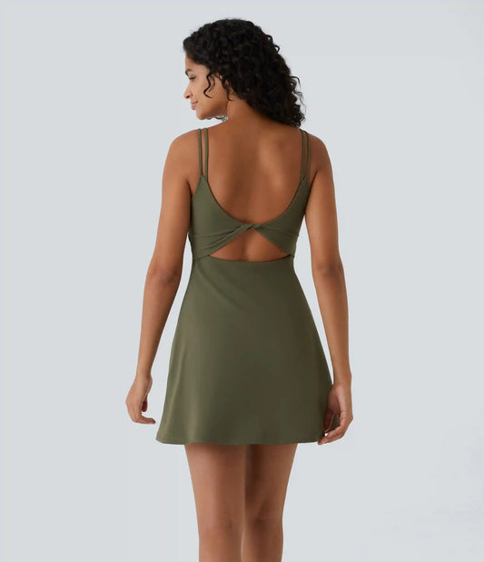 SoftlyZero™ Plush Double Straps 2-Piece Pocket Slip Dance Active Dress A-D Cups