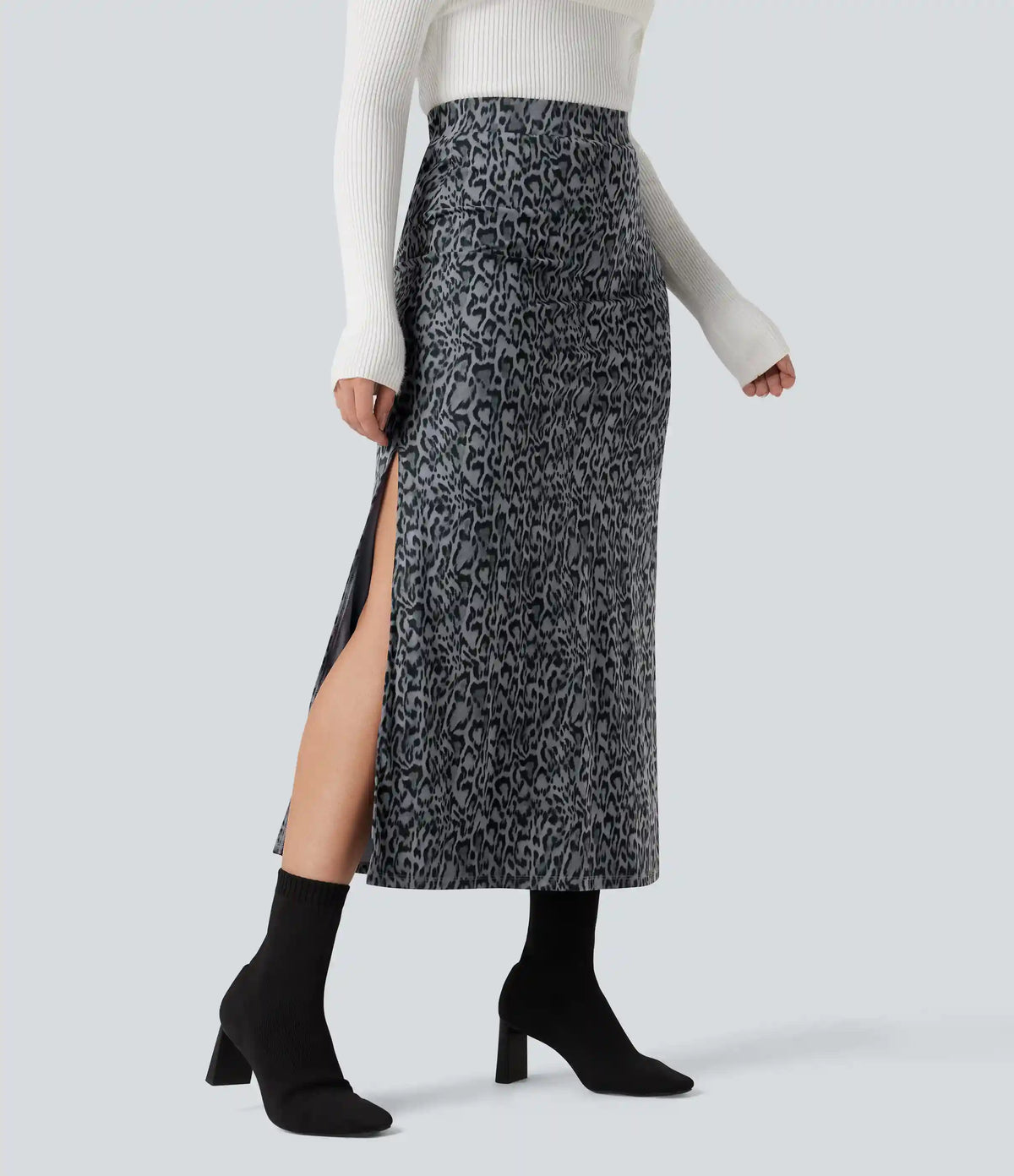 Halara UltraSculpt™ Leopard Print High Waisted Split Maxi Casual Skirt