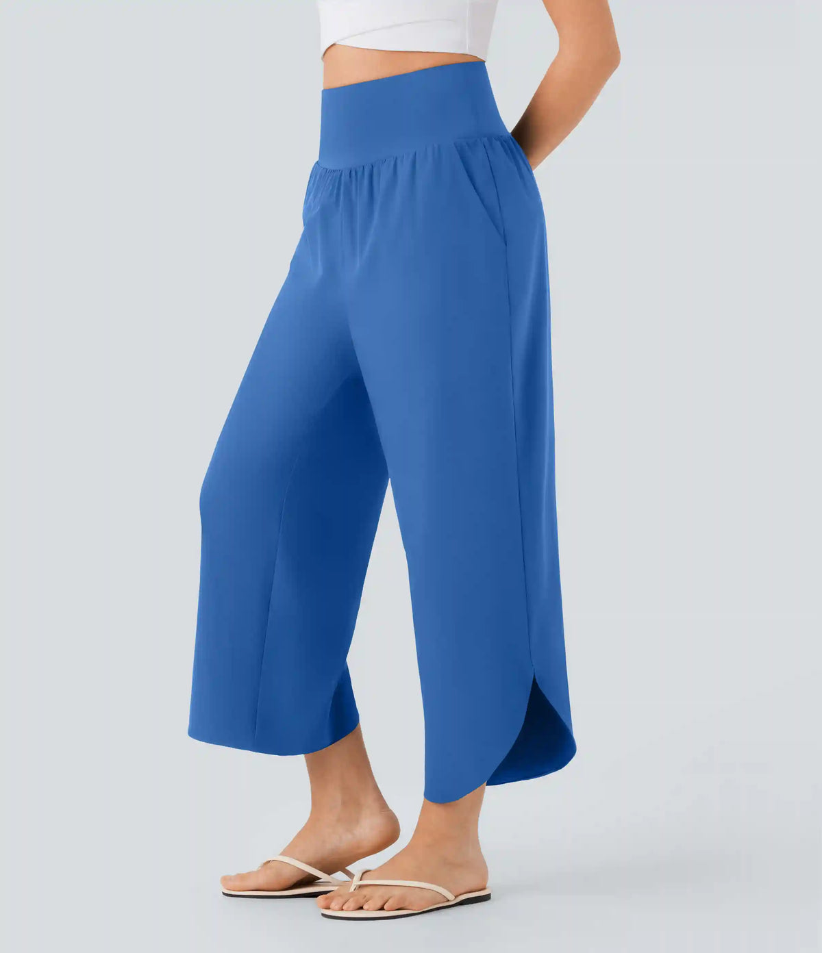 Breezeful™ High Waisted Tummy Control Split Hem Quick Dry Resort Pants with Pockets
