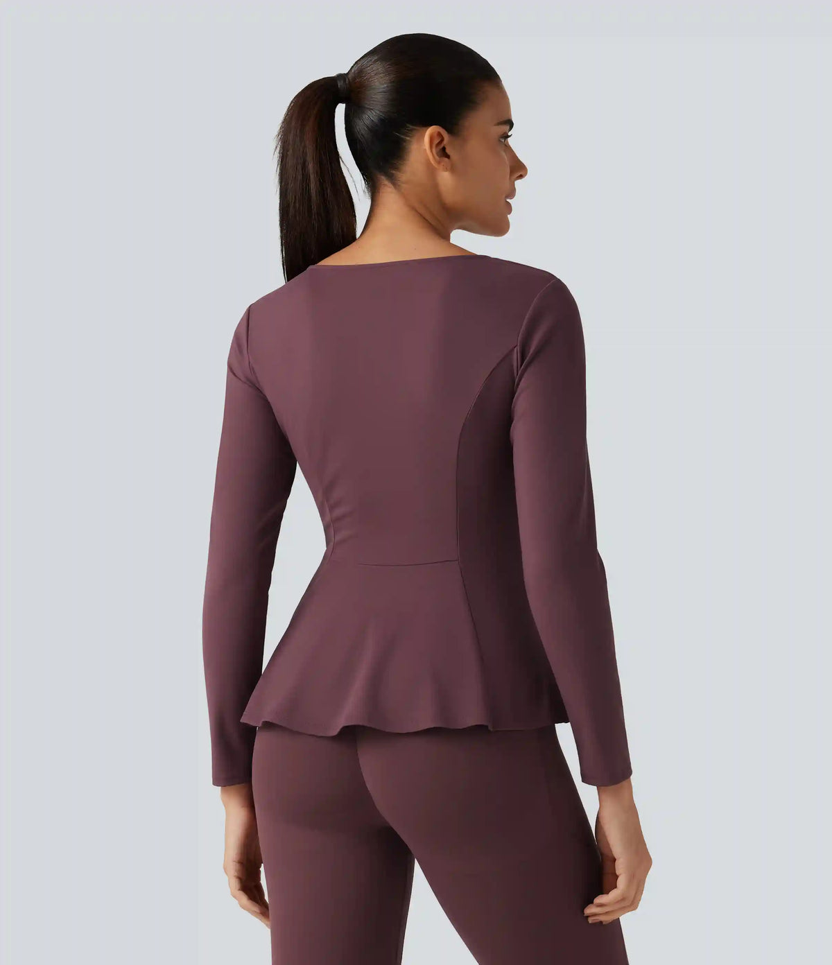 SoftlyZero™ Plush V Neck Long Sleeve Slim Ruffle Hem Yoga Jacket with Pockets