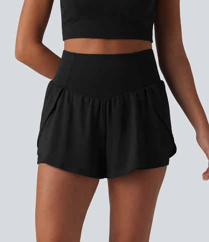 SoftlyZero™ Airy High Waisted Tummy Control 2-in-1 Curved Hem InstantCool Yoga Shorts 3'' with Pockets