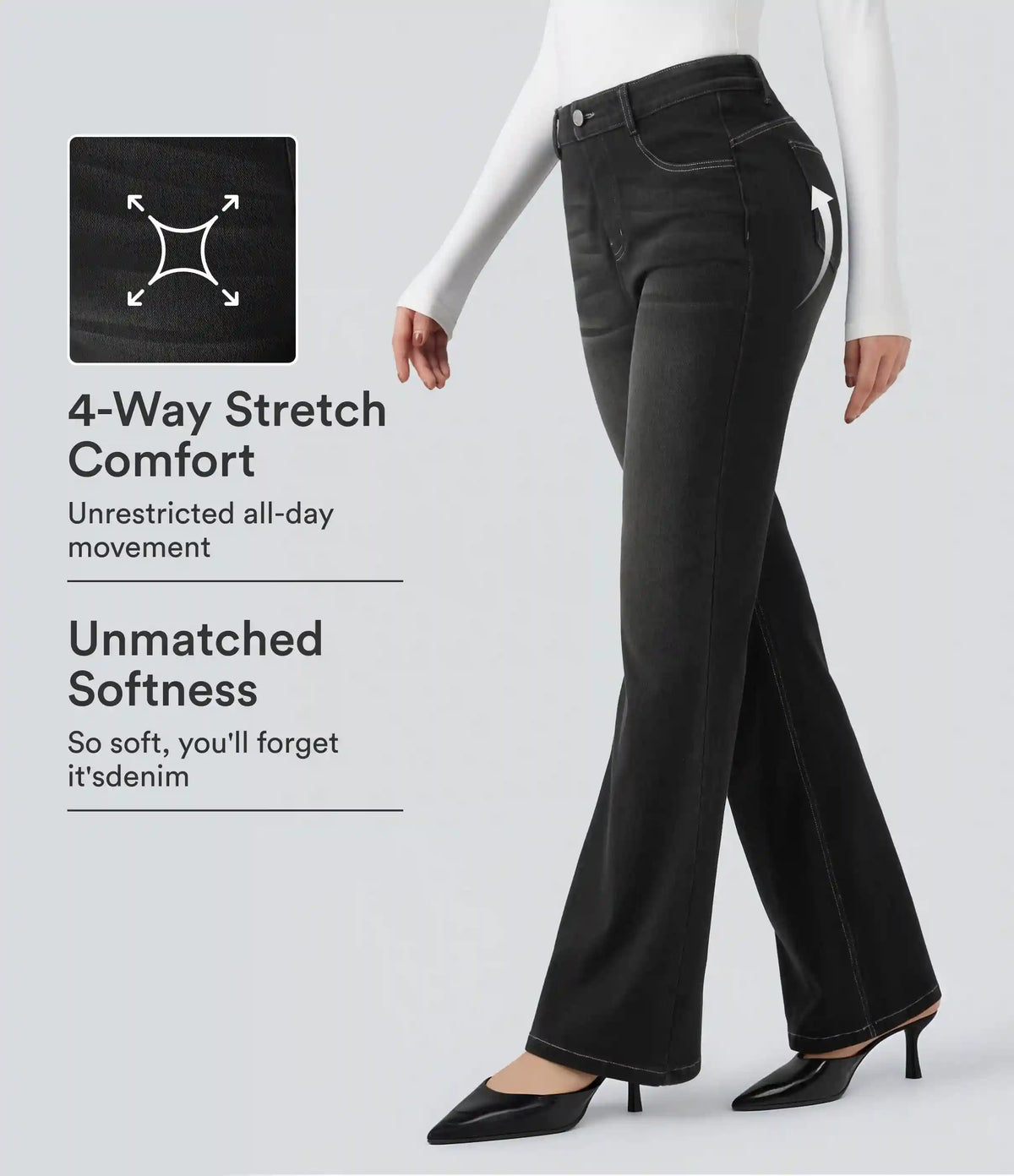 Halara Flex™ High Waisted Tummy Control Butt Lifting Denim Casual Bootcut Leggings with Pockets