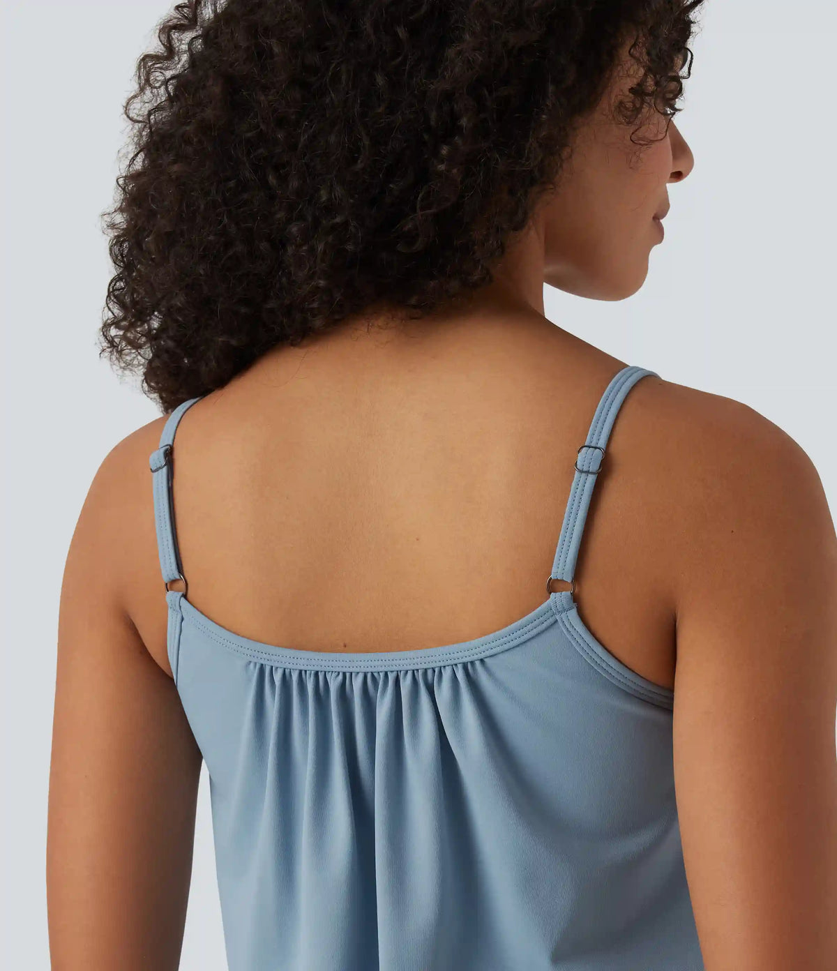 Adjustable Straps Ruched 2-in-1 Built-in Bra Casual Cami Top