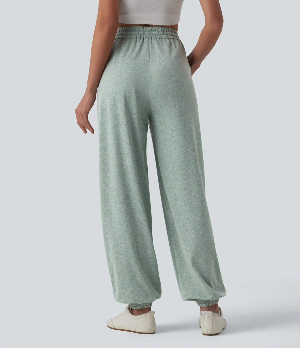 High Waisted Drawstring Wide Leg Casual Joggers with Pockets