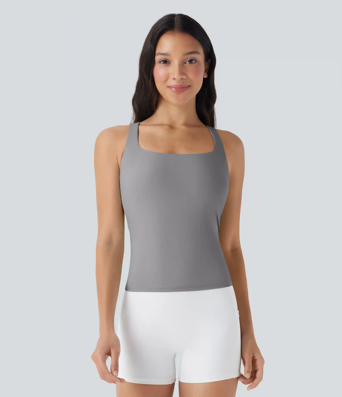 SoftlyZero™ Airy Square Neck Cropped InstantCool Running Tank Top-Longer Length