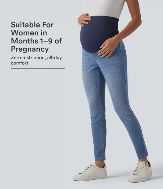 Halara Flex™ Super High Waisted Skinny 7/8 Casual Maternity Jeans with Pockets