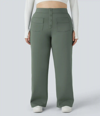 DayStretch High Waisted Pockets Straight Leg Casual Plus Size Pants