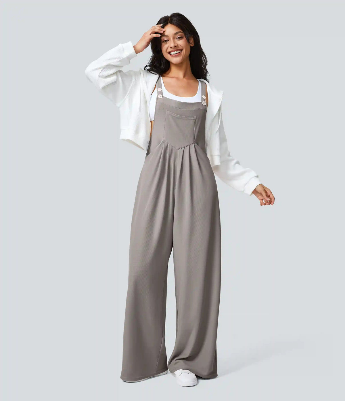 Pockets Waffle Casual Overalls