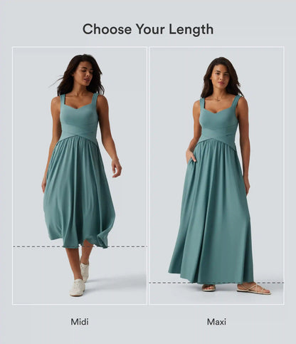 Built-in Bra Flowy Maxi Casual Dress with Pockets DD-F