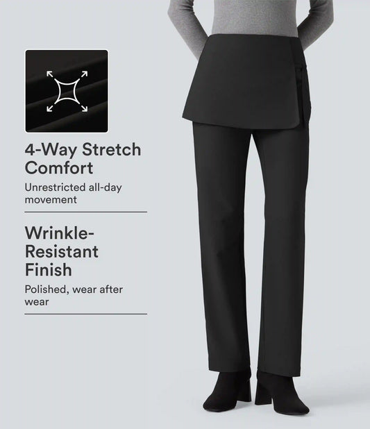 Halara Flex™ Mid Rise Straight Leg Work Skirted Pants with Pockets