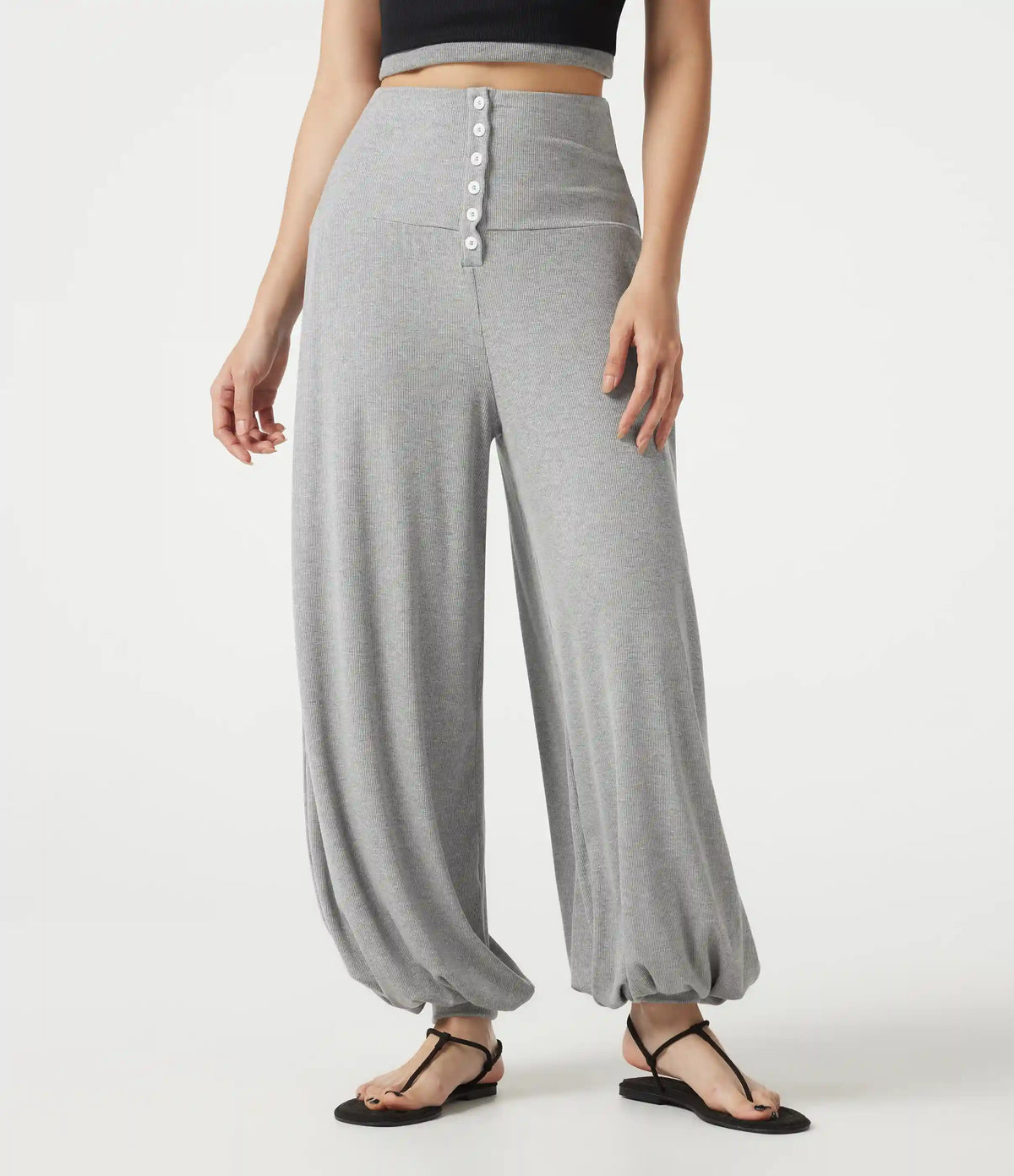 High Stretch Ribbed High Waisted Tummy Control Casual Joggers with Pockets