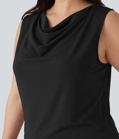 Plus Size Cowl Neck Sleeveless Work Blouse