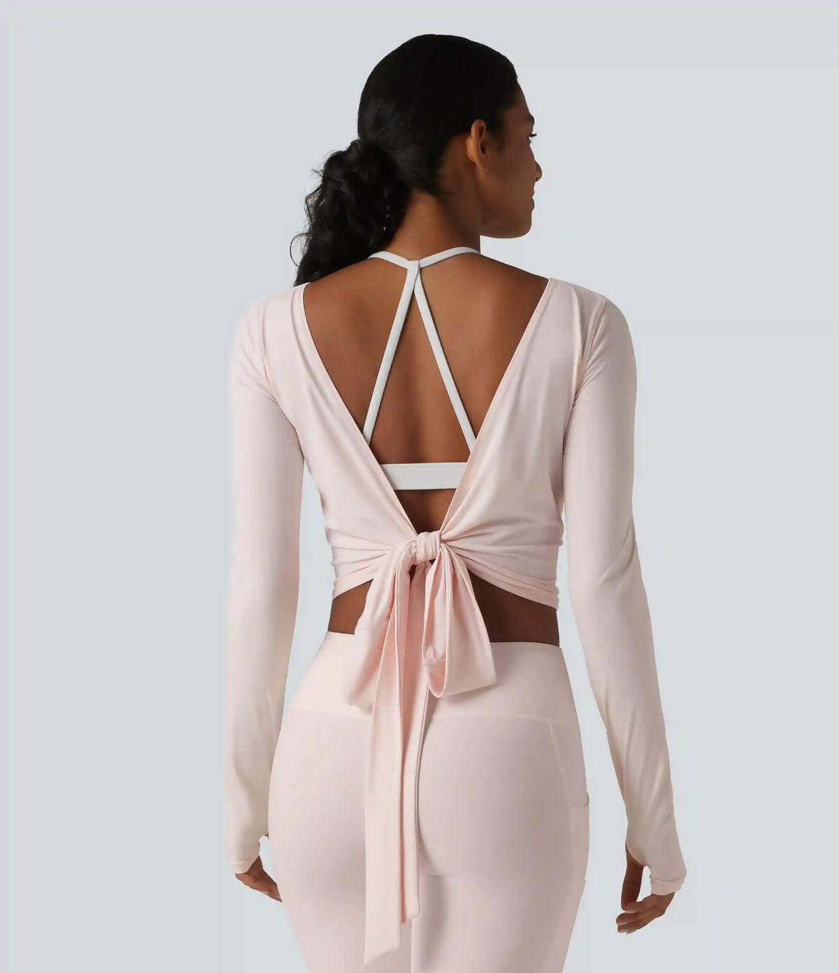 Long Sleeve Crossover Tie InstantCool Yoga Top-UPF50+