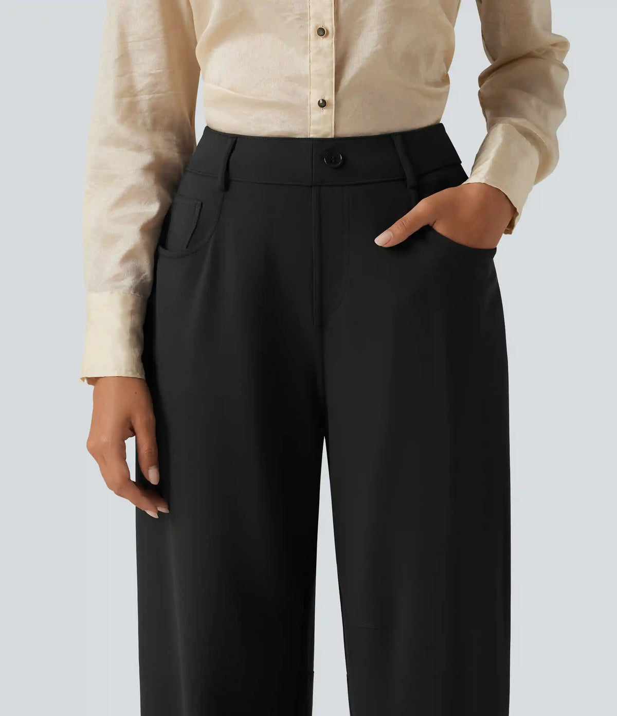 Halara Flex™ Mid Rise Barrel Leg Work Pants with Pockets