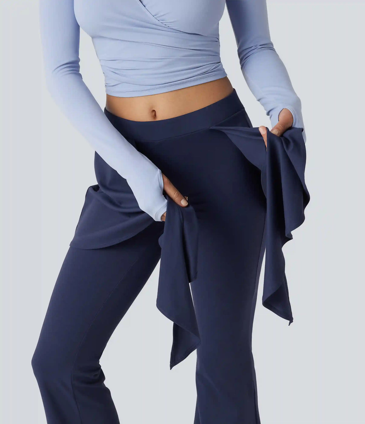 SoftlyZero™ Mid Rise Tie Front Flare Dance Leggings-UPF50+