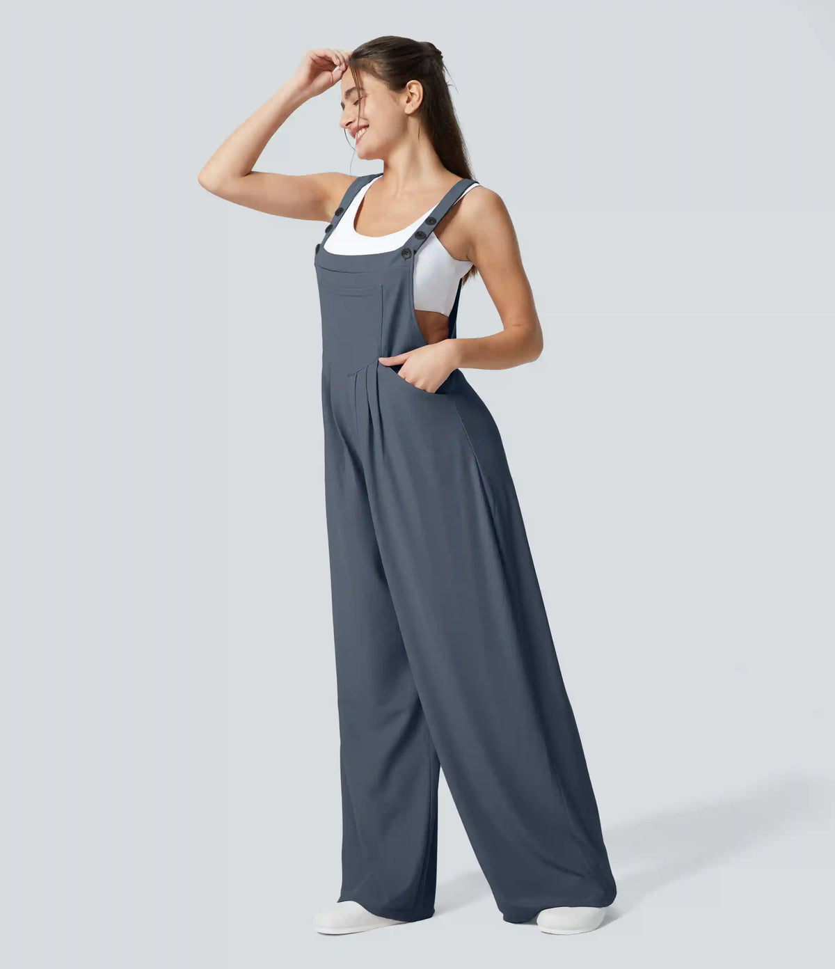 Pockets Waffle Casual Overalls