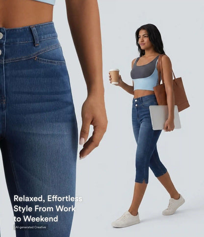 Halara Flex™ High Waisted Split Capri Casual Slim Jeans with Pockets