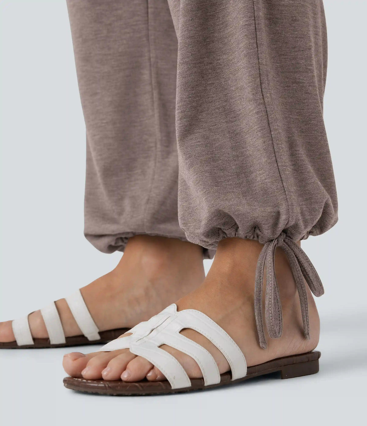 Crossover High Waisted Pocket Drawstring Casual Joggers