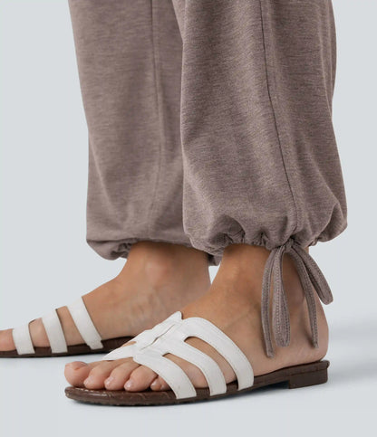 Crossover High Waisted Pocket Drawstring Casual Joggers