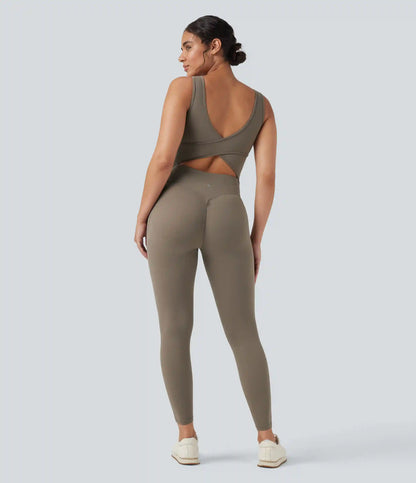 Halara UltraSculpt™ V Neck Tummy Control Butt Lifting Workout Jumpsuit with Pockets