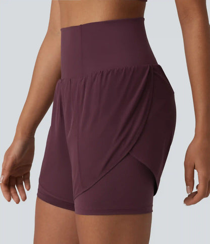 Breezeful™ Super High Waisted Curved Hem 2-in-1 Quick Dry Yoga Shorts 5'' with Pocket