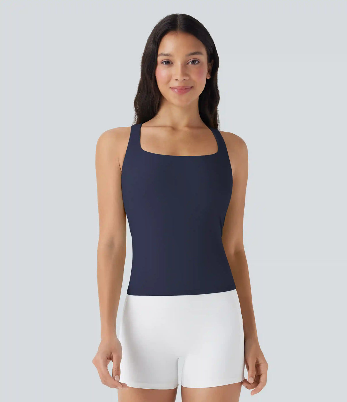 SoftlyZero™ Airy Square Neck Cropped InstantCool Running Tank Top-Longer Length