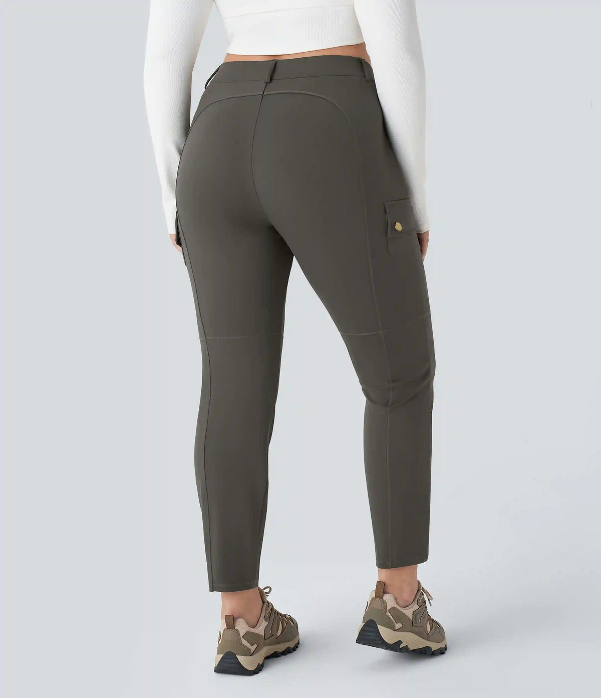 DayStretch High Waisted Zipper Pockets Solid Slim Hiking Plus Size Cargo Pants