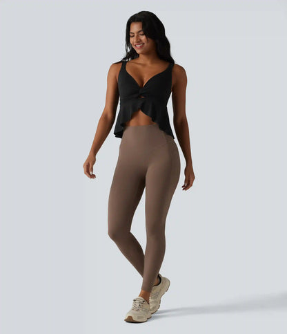 Halara UltraSculpt™ V Neck Push-Up Non-Removable Pad Ruffle Hem Yoga Tank Top