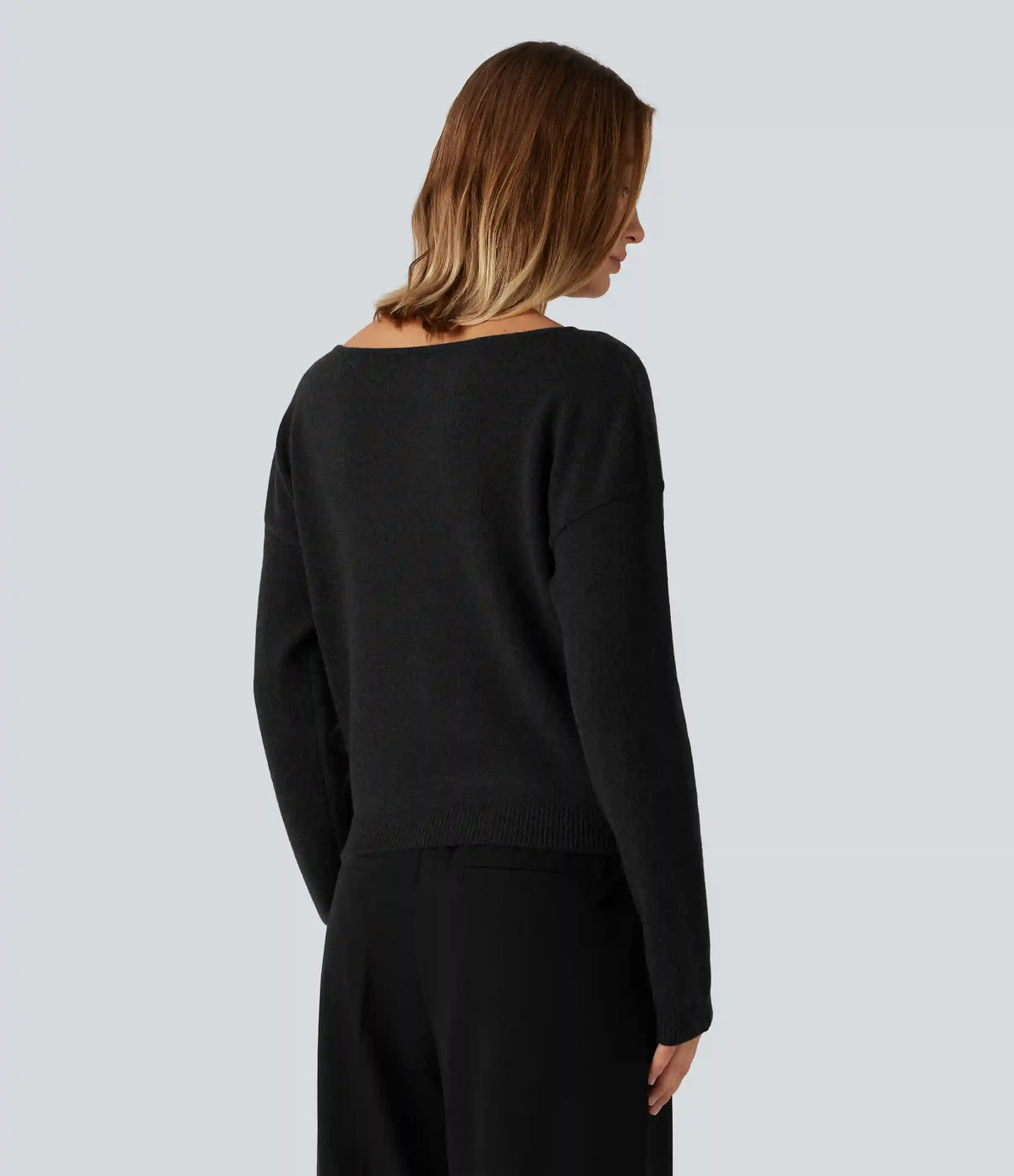Boat Neck Long Sleeve Casual Sweater