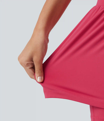 SoftlyZero™ Airy High Waisted Crossover 2-in-1 InstantCool Yoga Shorts 5'' with Pockets