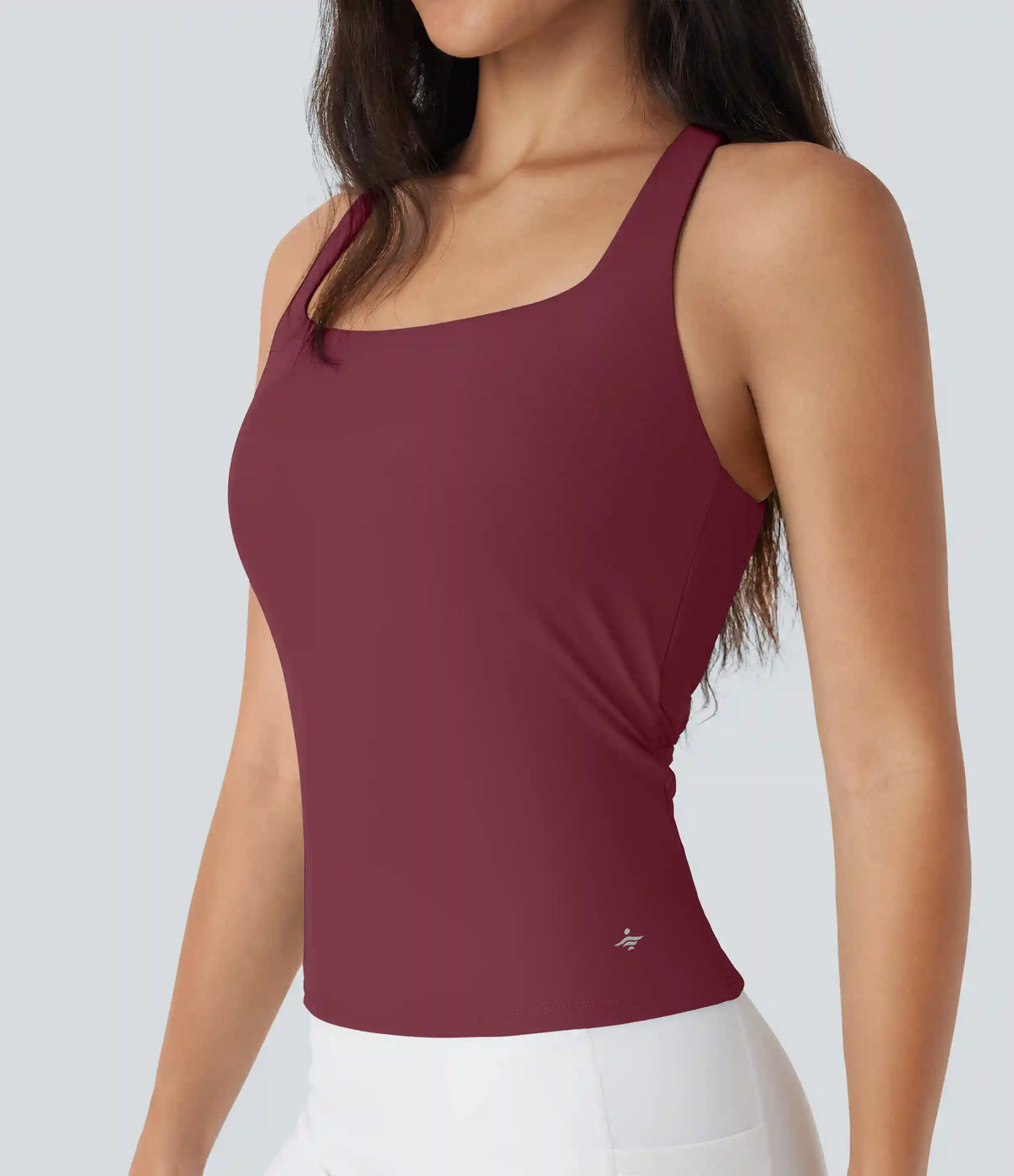 SoftlyZero™ Airy Square Neck Cropped InstantCool Running Tank Top-Longer Length