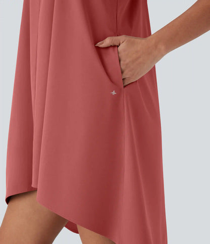 Breezeful™ RacerPocket High Low Flowy Mini Quick Dry Casual Dress