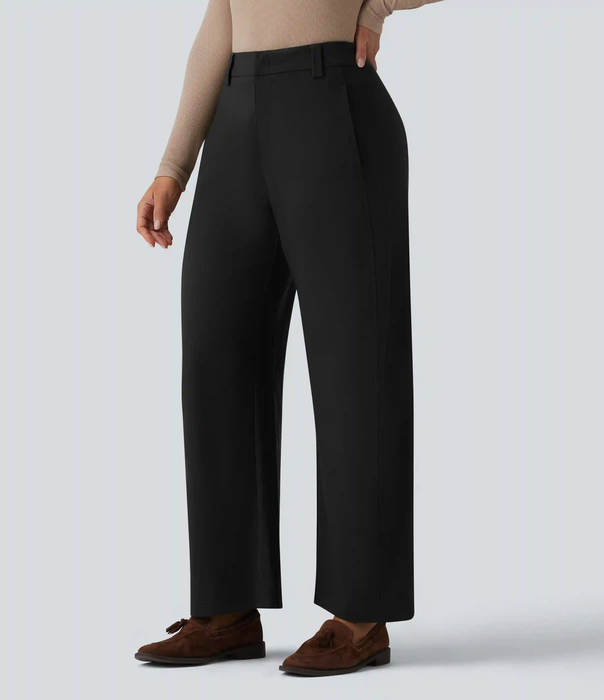 Mid Rise Work Barrel Leg Pants with Pockets