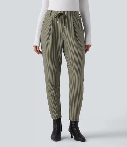 Halara Flex™ Mid Rise Drawstring Tapered Stripe Work Pants with Pockets