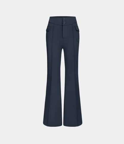 High Waisted Side Flap Pocket Flare Casual Cargo Pants