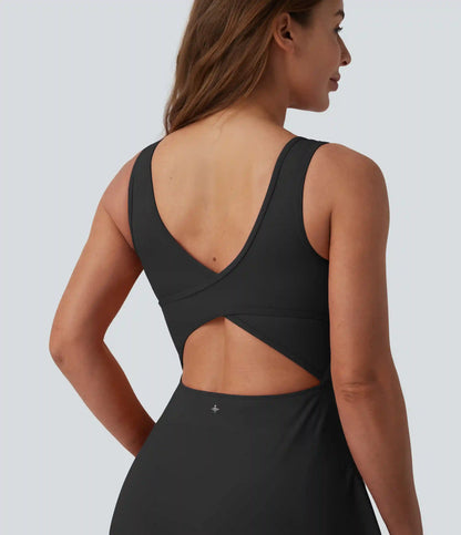 SoftlyZero™ Airy U Neck 2-in-1 Pocket Mini Cool Touch Dance Active Dress DD-F Cups-Easy Peezy