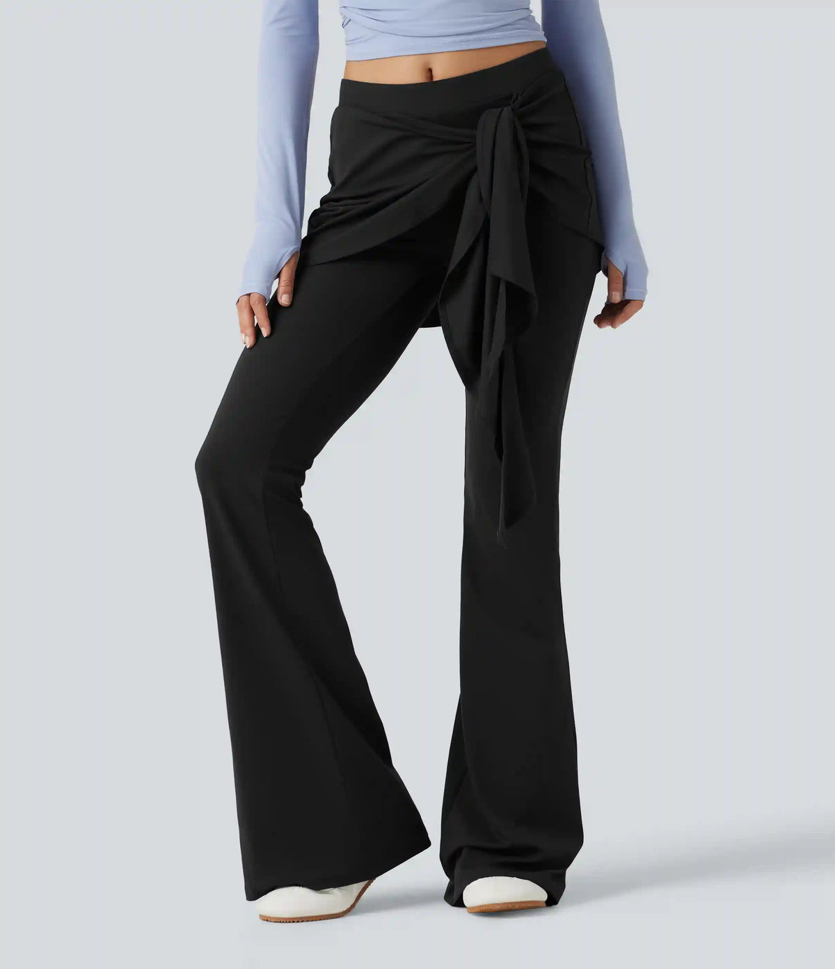 SoftlyZero™ Mid Rise Tie Front Flare Dance Leggings-UPF50+