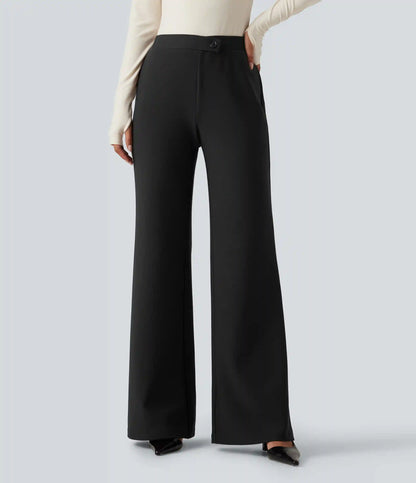 High Waisted Crossover Flare Work Pants