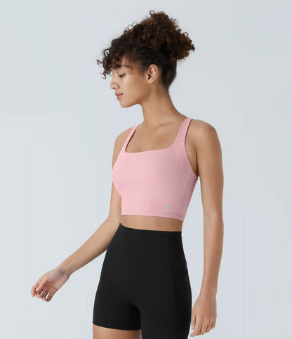 SoftlyZero™ Airy Square Neck Backless Crisscross Cropped InstantCool Yoga Tank Top