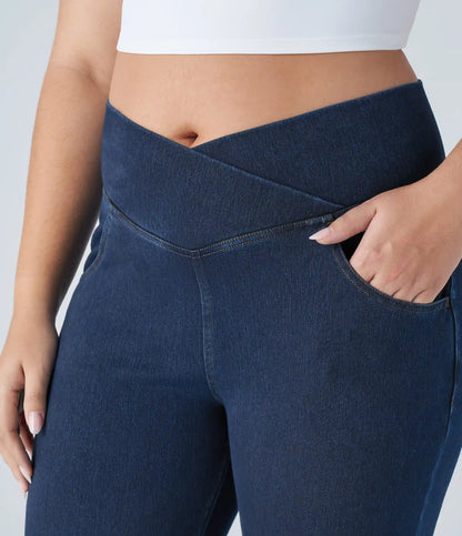 Halara Flex™ High Waisted Crossover Pocket Washed Casual Plus Size Jeans