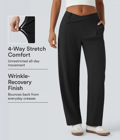 Halara Flex™ DayStretch Asymmetric Mid Rise Barrel Leg Work Pants with Pockets