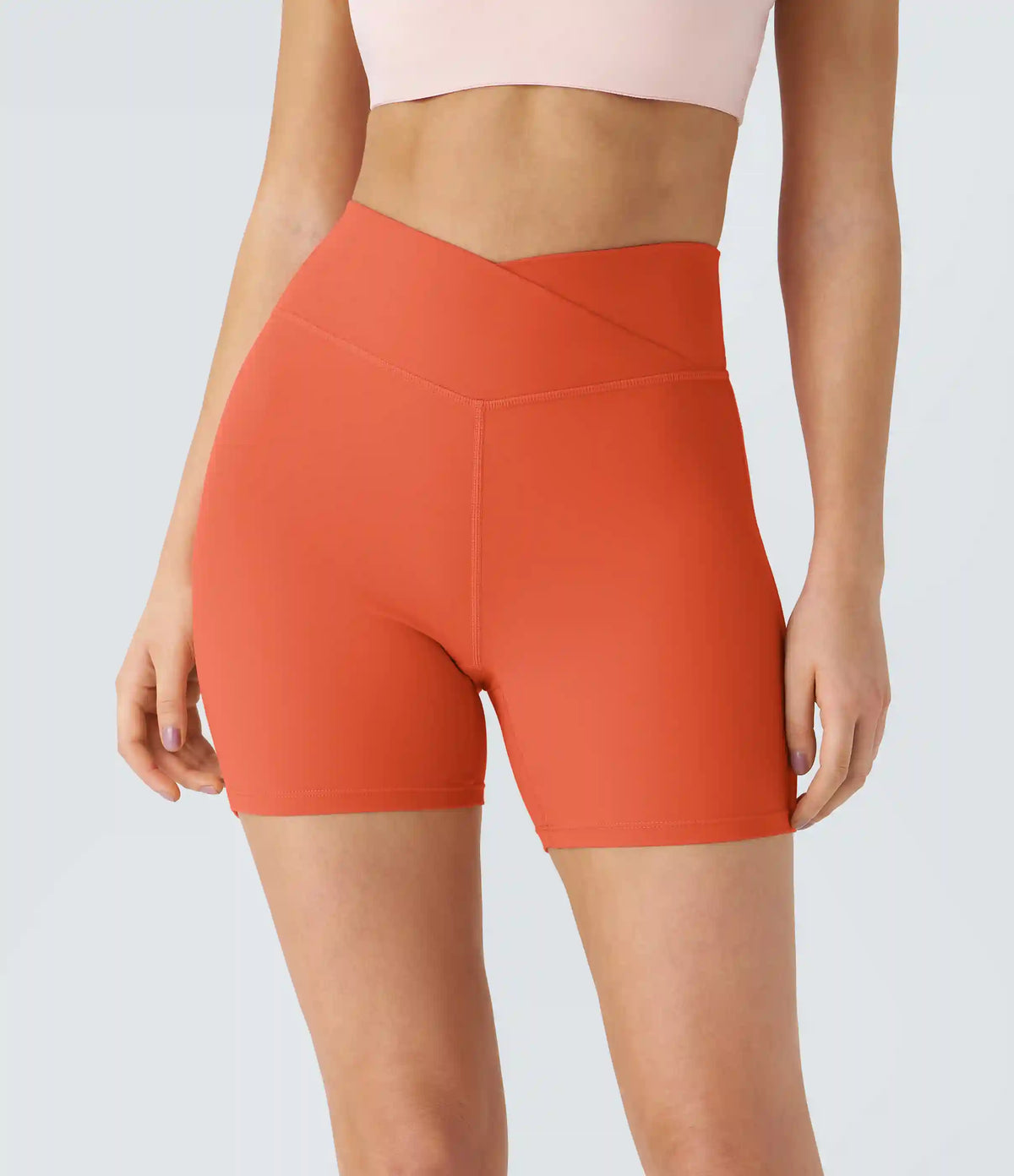 SoftlyZero™ Plush High Waisted Crossover Ruched Yoga Shorts 5''