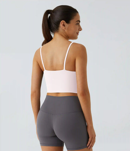 Basic Padded Workout Cropped Low Support Tank Top A-D Cups