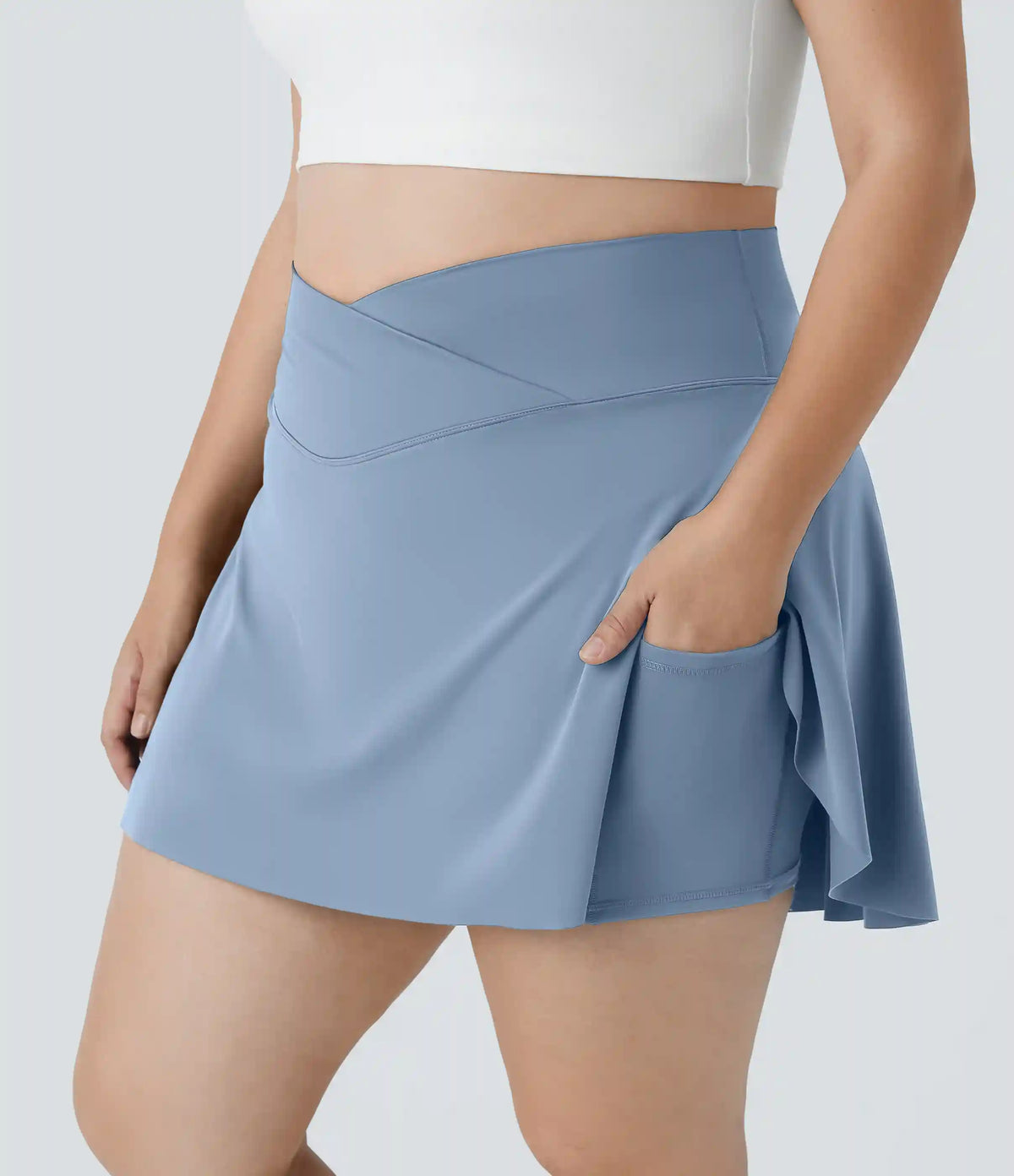 Everyday SoftlyZero™ Airy Crossover Pocket 2-in-1 InstantCool Tennis Plus Size Skirt-Lucid