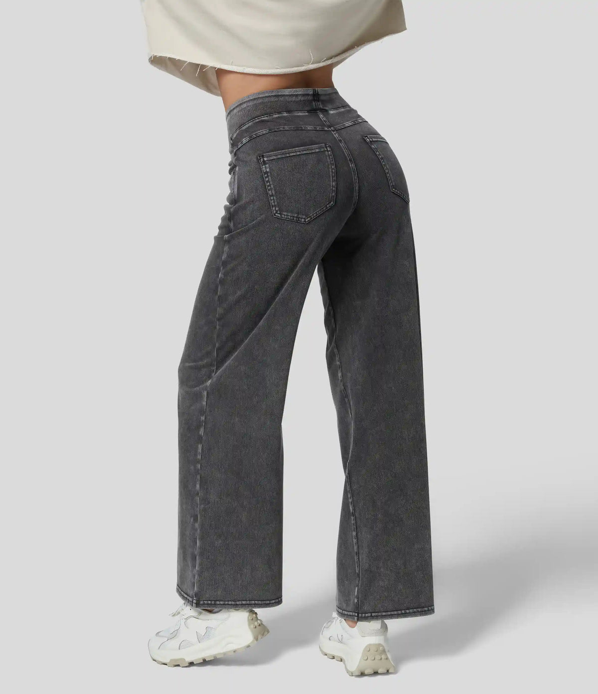 Halara Flex™ High Waisted Pockets Wide Leg Loose Work Jeans