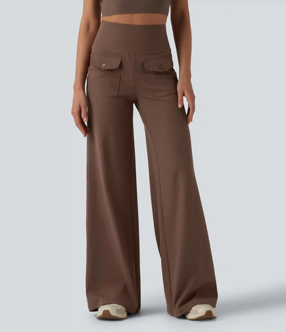 DayStretch High Waisted Tummy Control Wide Leg Yoga Pants with Pockets