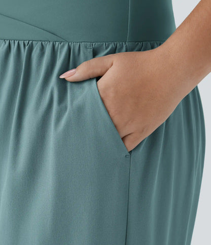 Breezeful™ High Waisted Crossover Pocket Quick Dry Plus Size Pants